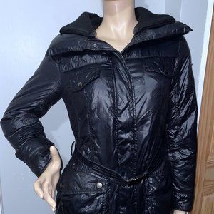 ADD Down Nylon Light Weight Belted Puffer Coat